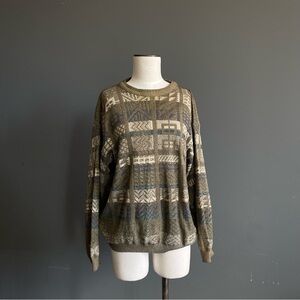 Vintage Made in Italy Cortina Pattern Knit Sweater Grandpacore Heritage Granola
